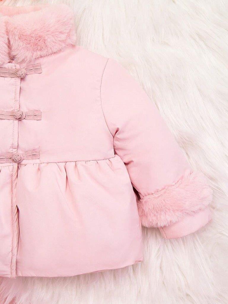 Baby Pink 3 Button Fluffy Coat