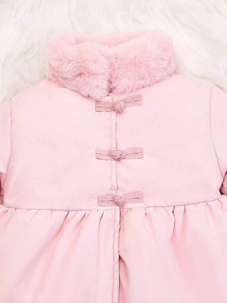 Baby Pink 3 Button Fluffy Coat