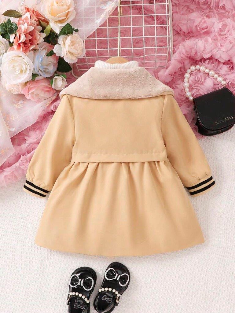 Baby Double Breasted Fur Collar Coat