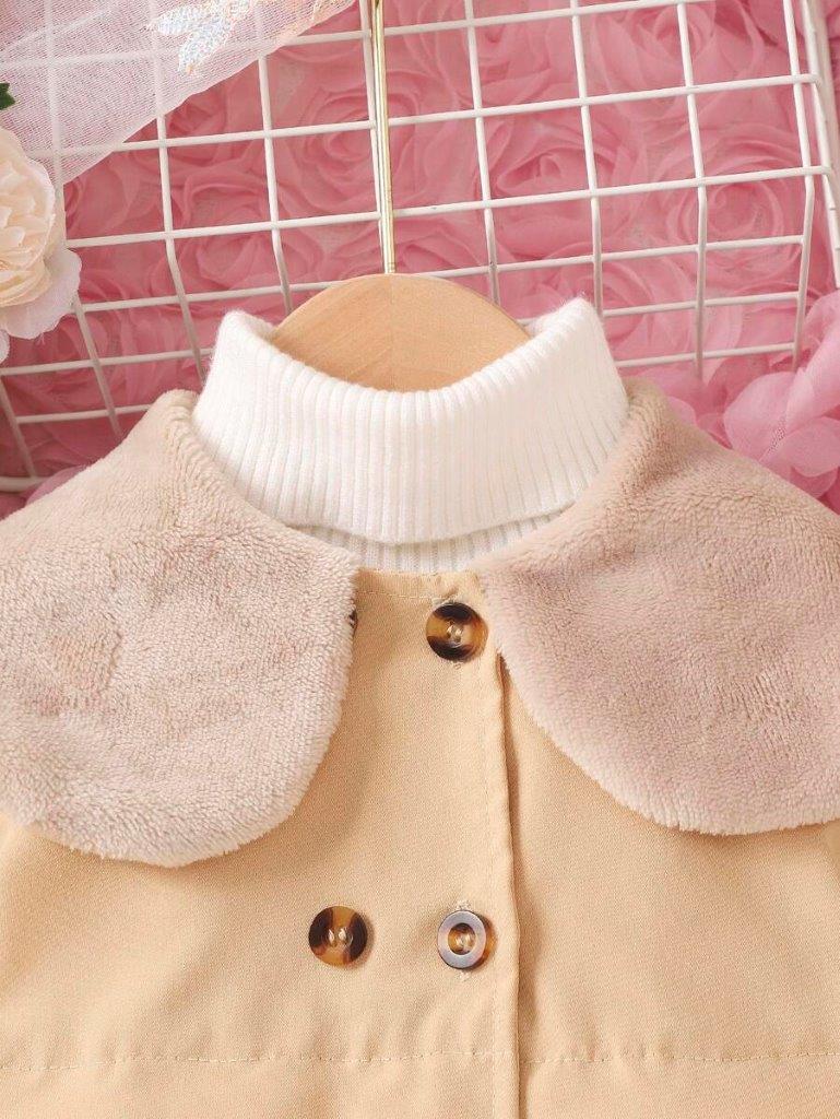 Baby Double Breasted Fur Collar Coat
