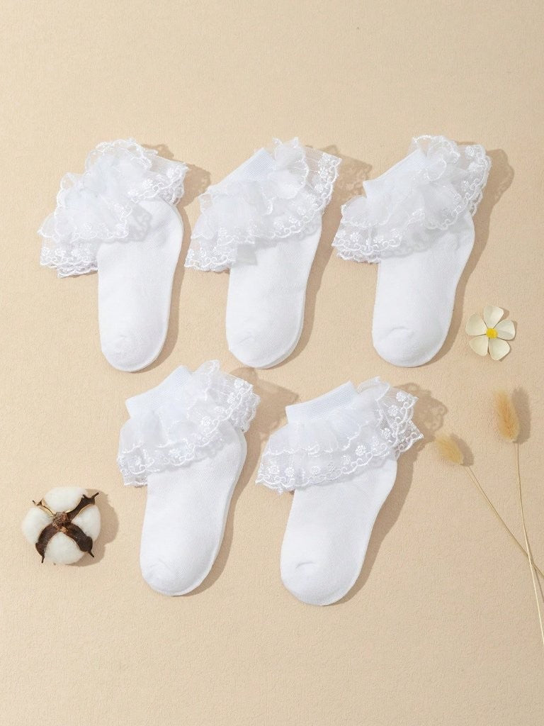Baby Lace Trim Ankle Socks Various Sizes Per Pair