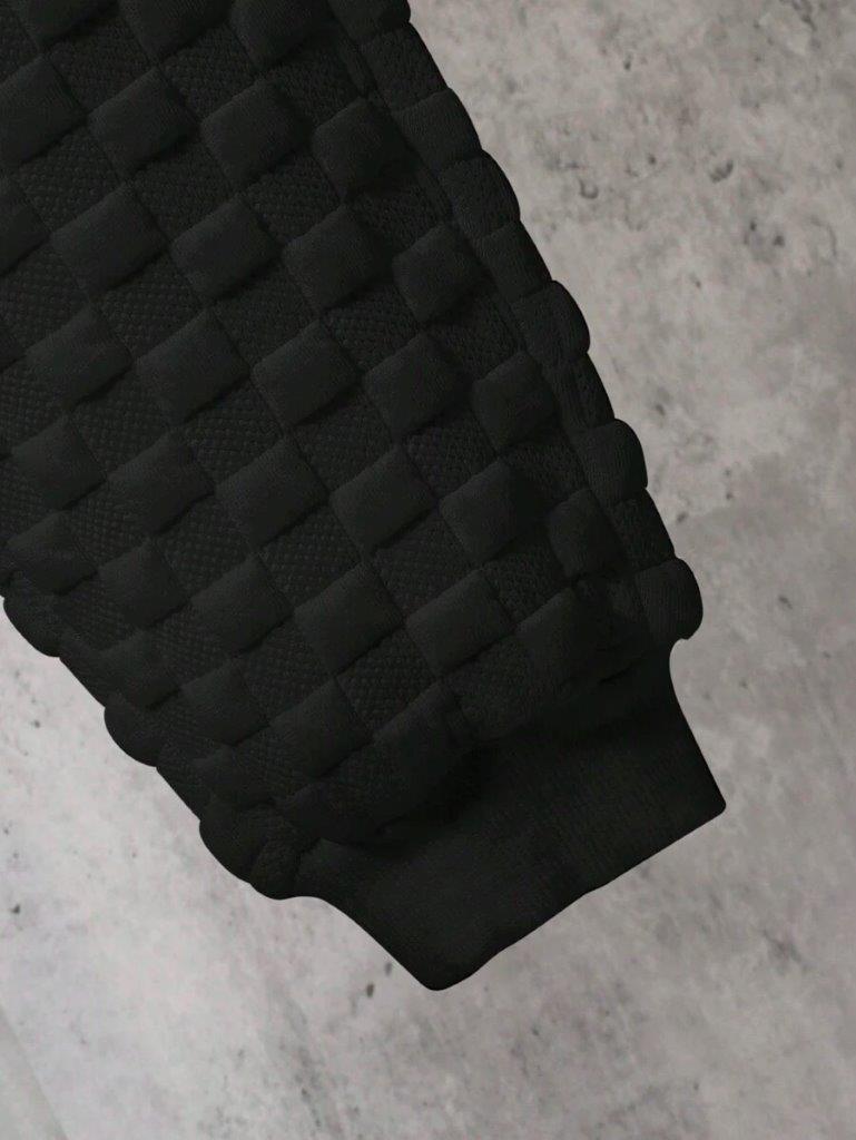 Baby Black Textured Sweatshirt And Pants Set