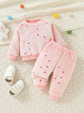 Baby Pink Polka Dot Pullover And Pants Set