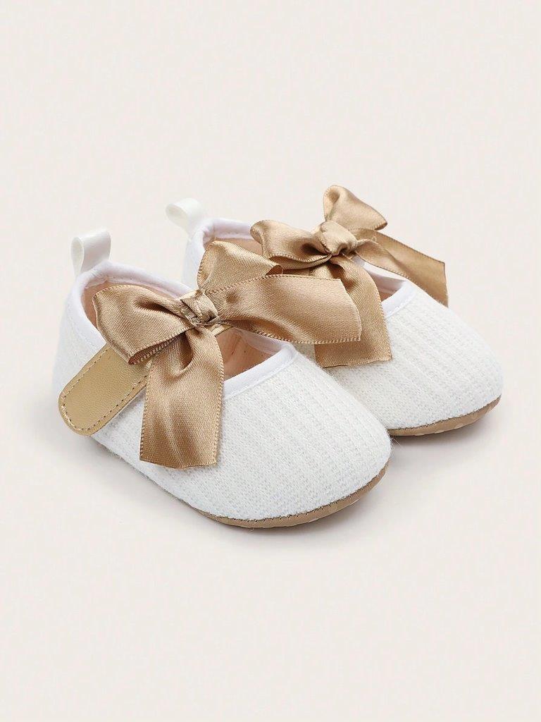 Baby White Gold Bow Flats