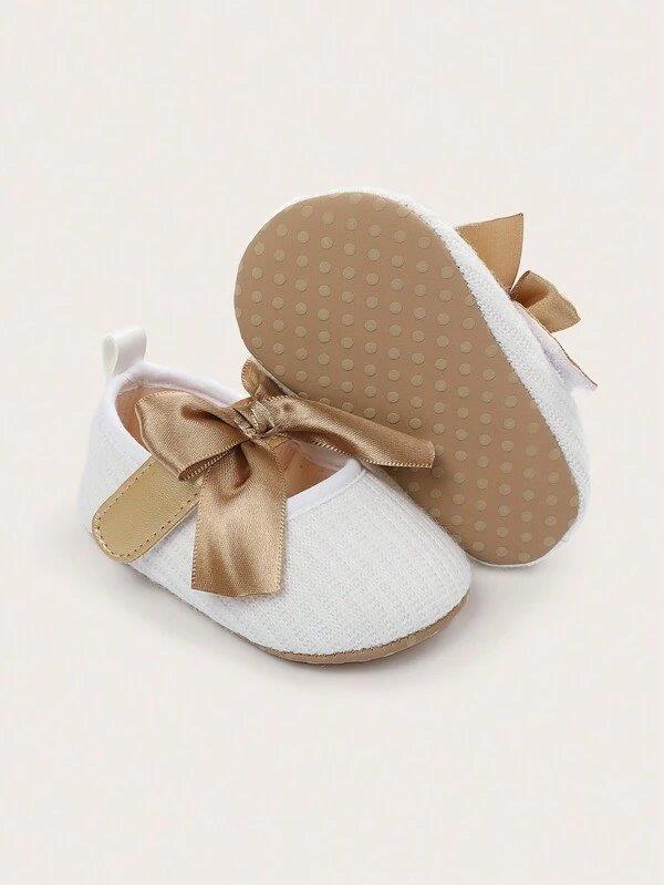Baby White Gold Bow Flats