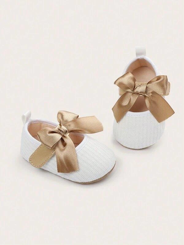 Baby White Gold Bow Flats