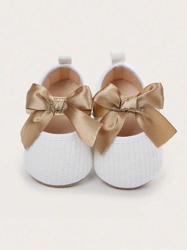 Baby White Gold Bow Flats