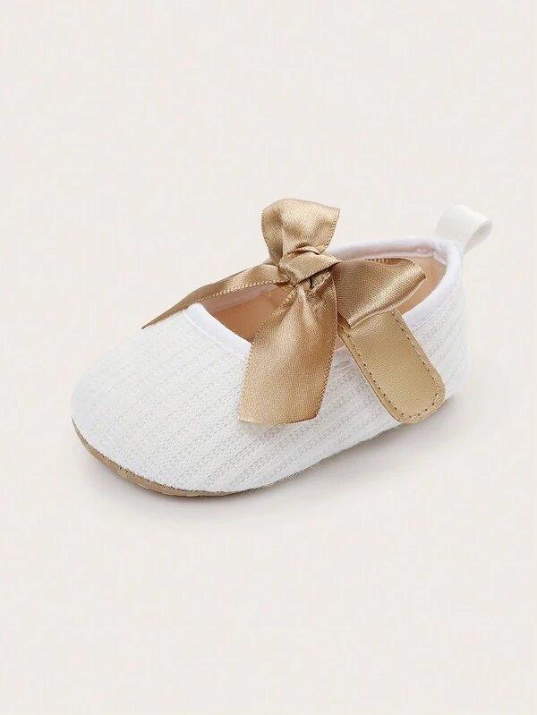 Baby White Gold Bow Flats