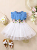 Baby Flower Ruffle Trim Dress