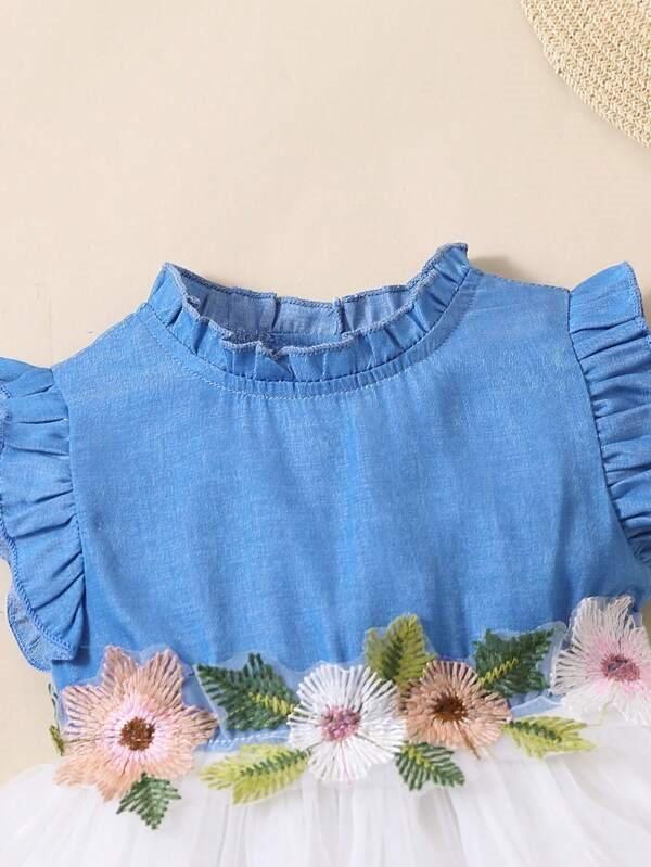 Baby Flower Ruffle Trim Dress