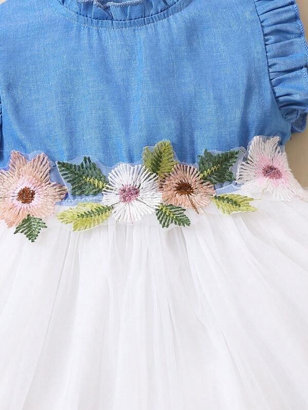 Baby Flower Ruffle Trim Dress