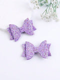 2 Piece Glitter Purple Bow Hair Clips