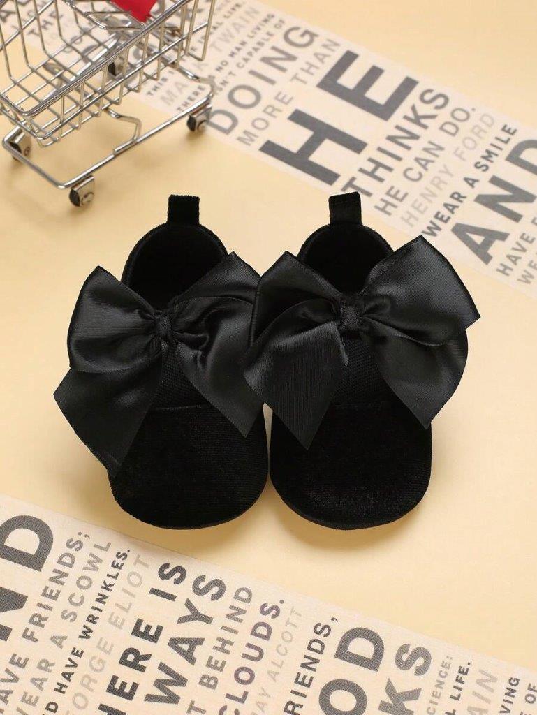 Baby Velvet flats Strap Bow Shoes
