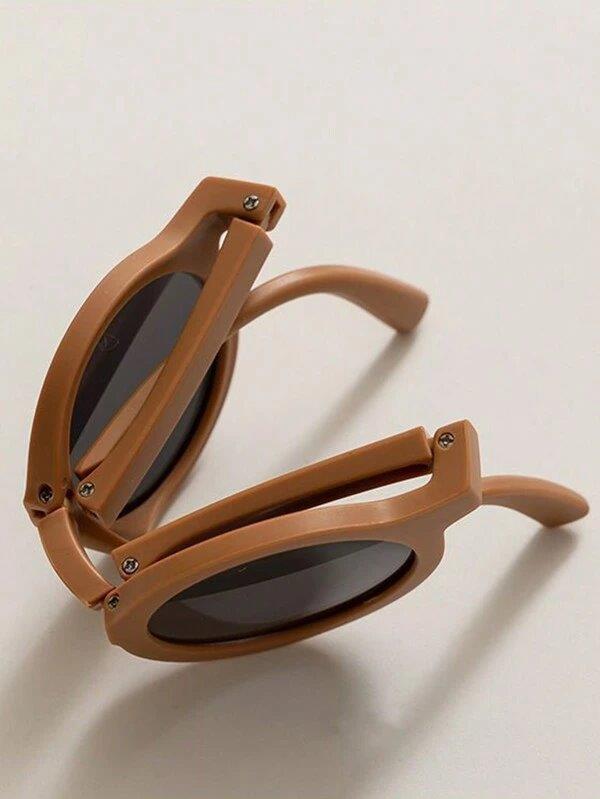 Kids Unisex Foldable Sunglasses With Case Beige