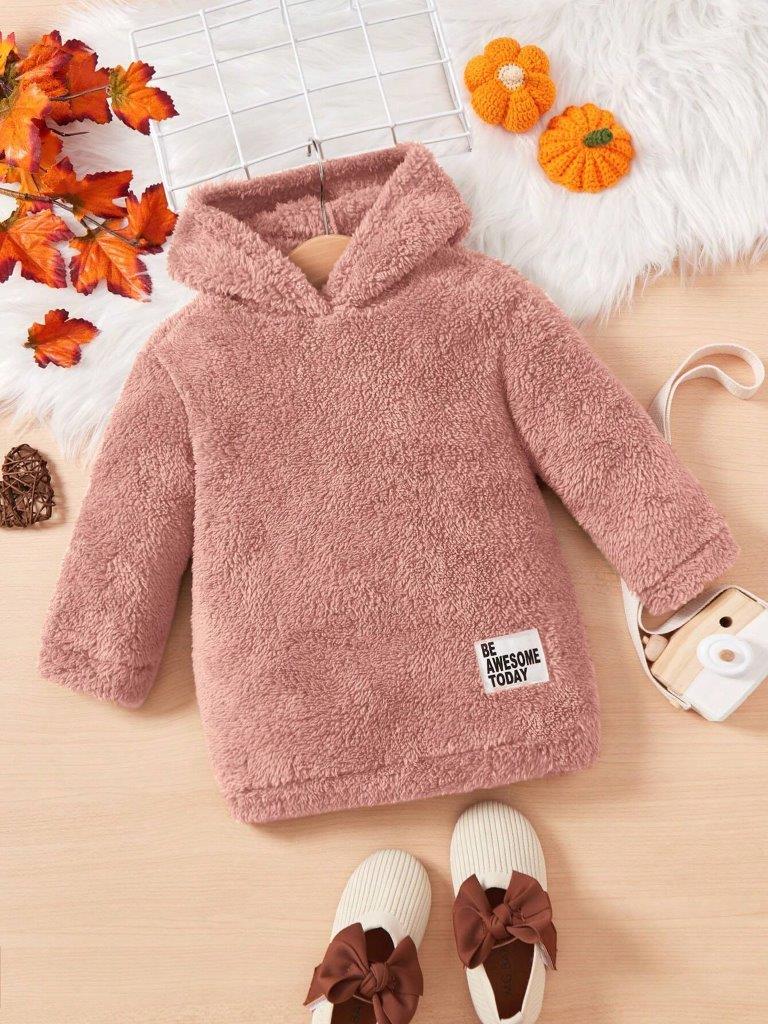 Baby Pink Teddy Long Hoodie