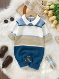 Baby Colourblock Knitted Jumpsuit Blue