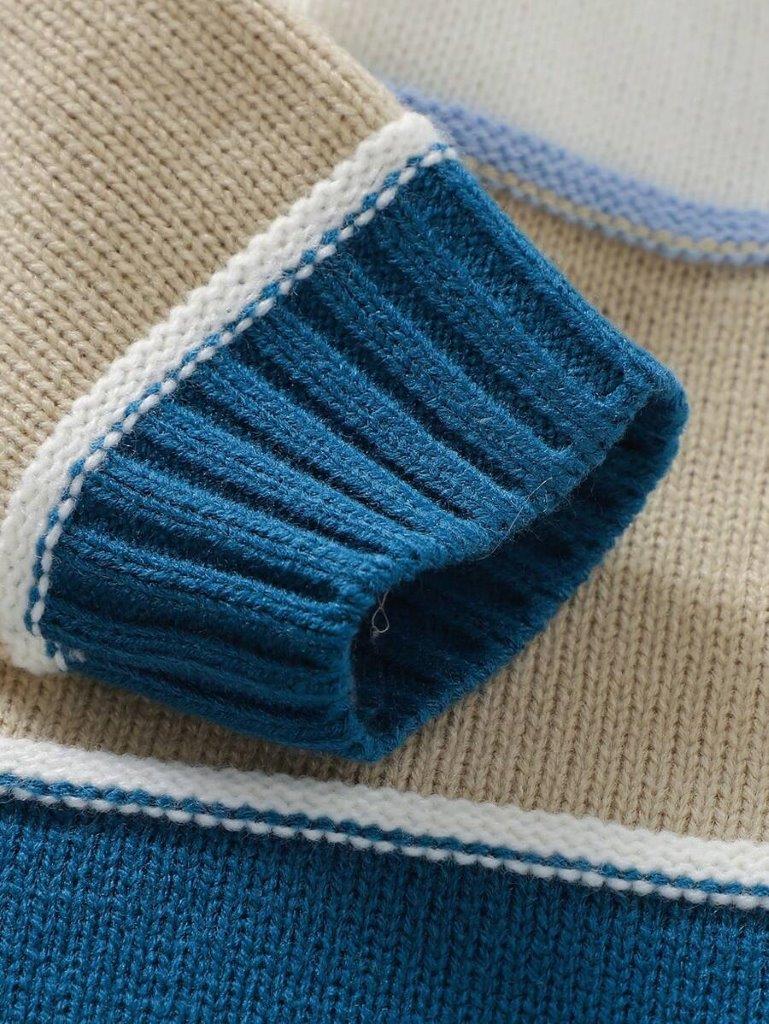 Baby Colourblock Knitted Jumpsuit Blue
