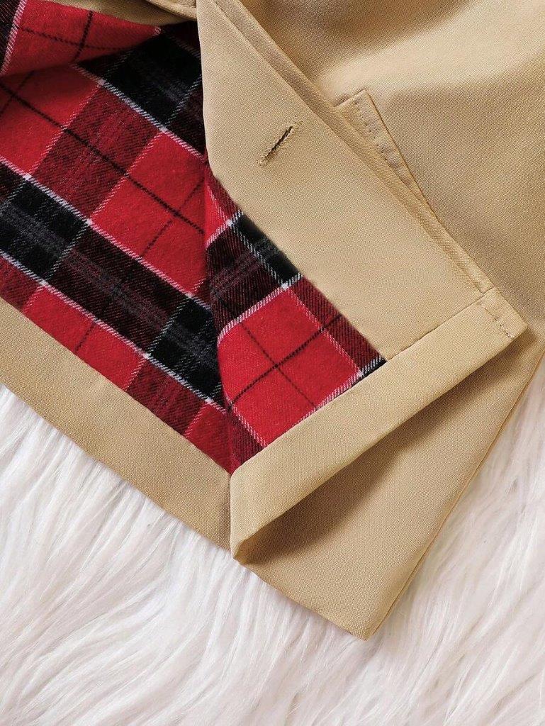 Baby Plaid Raglan Hooded Trench Coat
