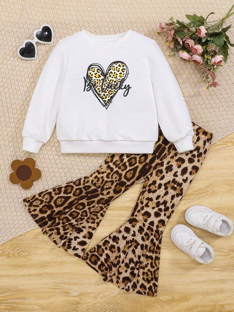 Toddler Girls Leopard Print Pullover And Pants Set