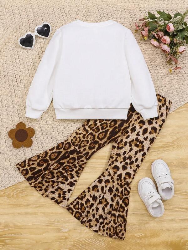 Toddler Girls Leopard Print Pullover And Pants Set