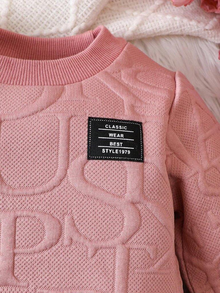 Baby Letter Embossed Sweatshirt And Pants Set