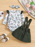 Baby Ruffle Floral Bodysuit 3 Piece Set