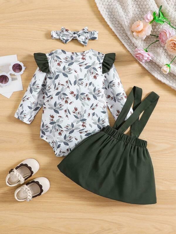 Baby Ruffle Floral Bodysuit 3 Piece Set