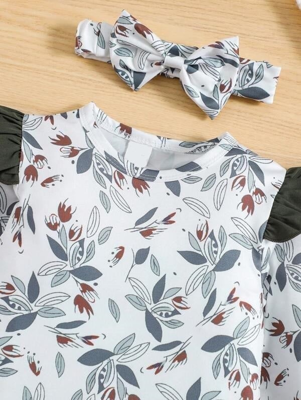 Baby Ruffle Floral Bodysuit 3 Piece Set