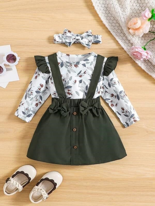 Baby Ruffle Floral Bodysuit 3 Piece Set