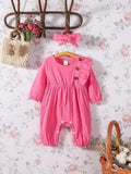 Baby Button Ruffle Trim Romper