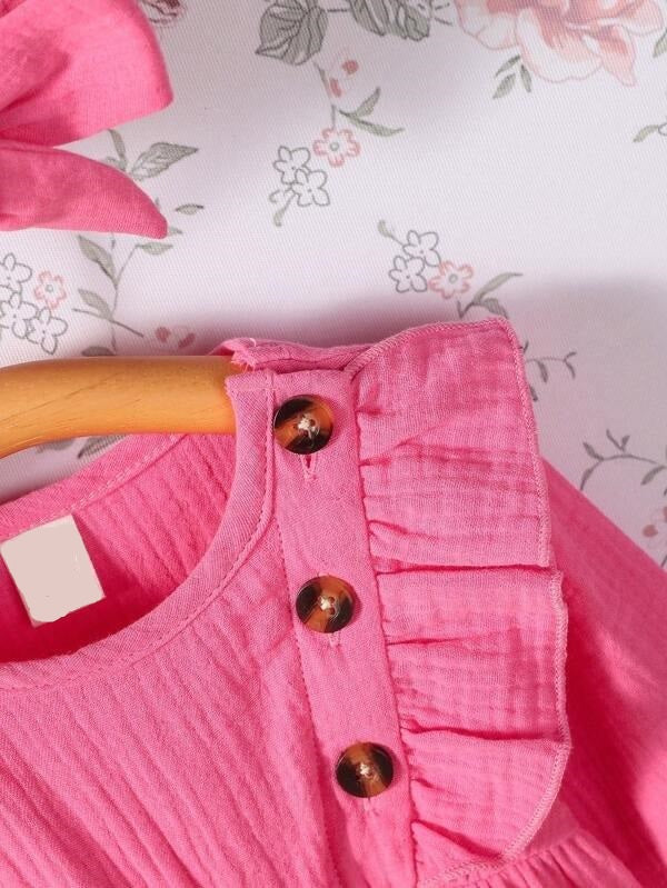 Baby Button Ruffle Trim Romper