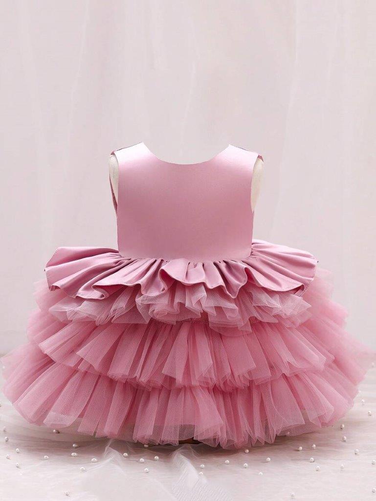 Baby Elegant Pink Mesh Layered Dress