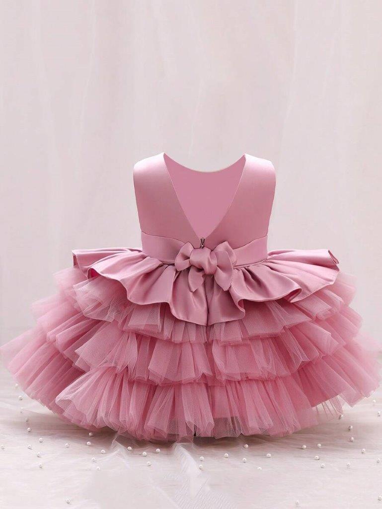Baby Elegant Pink Mesh Layered Dress