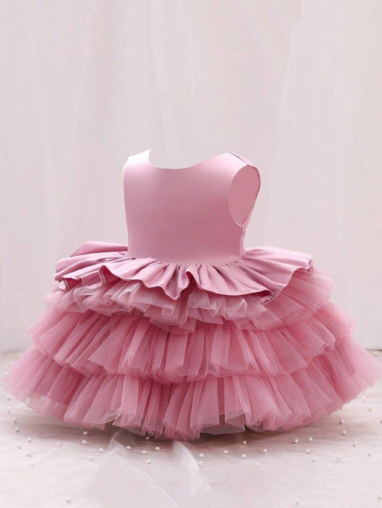 Baby Elegant Pink Mesh Layered Dress