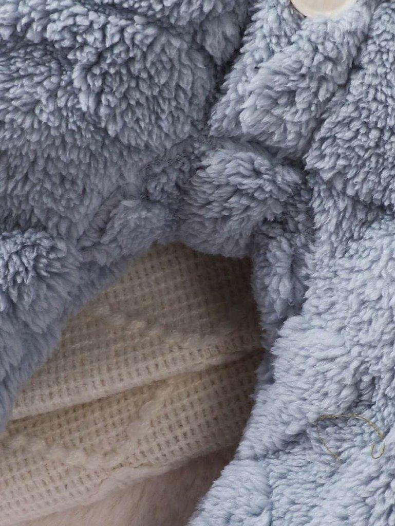 Baby Buttoned Hooded Teddy Jumpsuit Blue