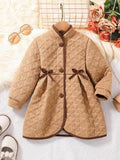 Toddler Girls Pattern Double Bow Coat