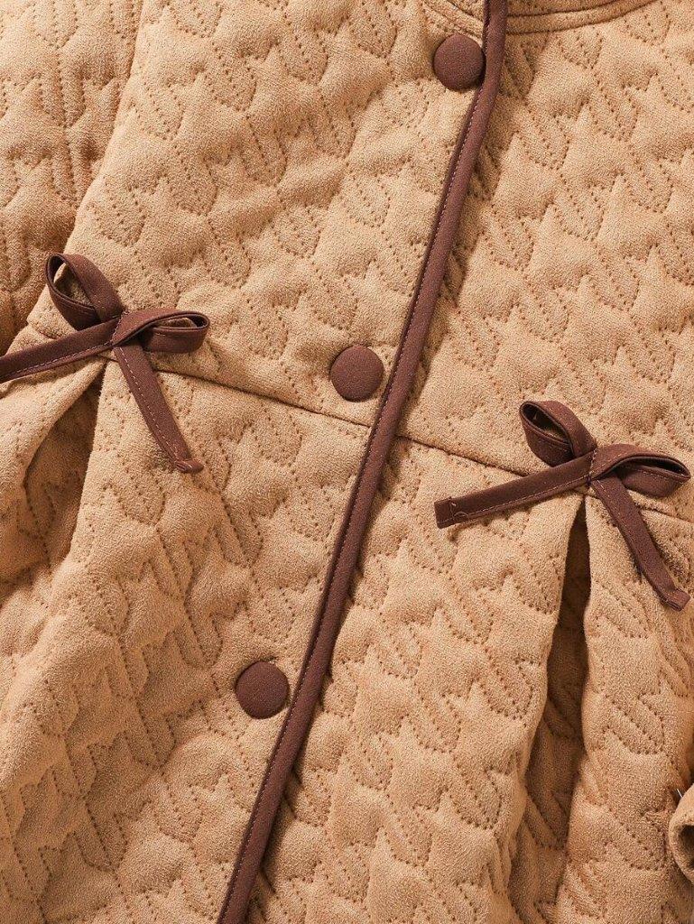 Toddler Girls Pattern Double Bow Coat