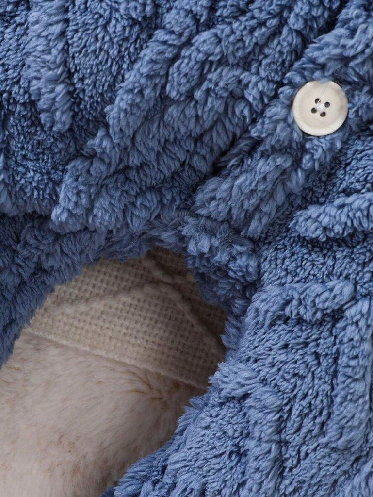 Baby Button Fluffy Hooded Jumpsuit