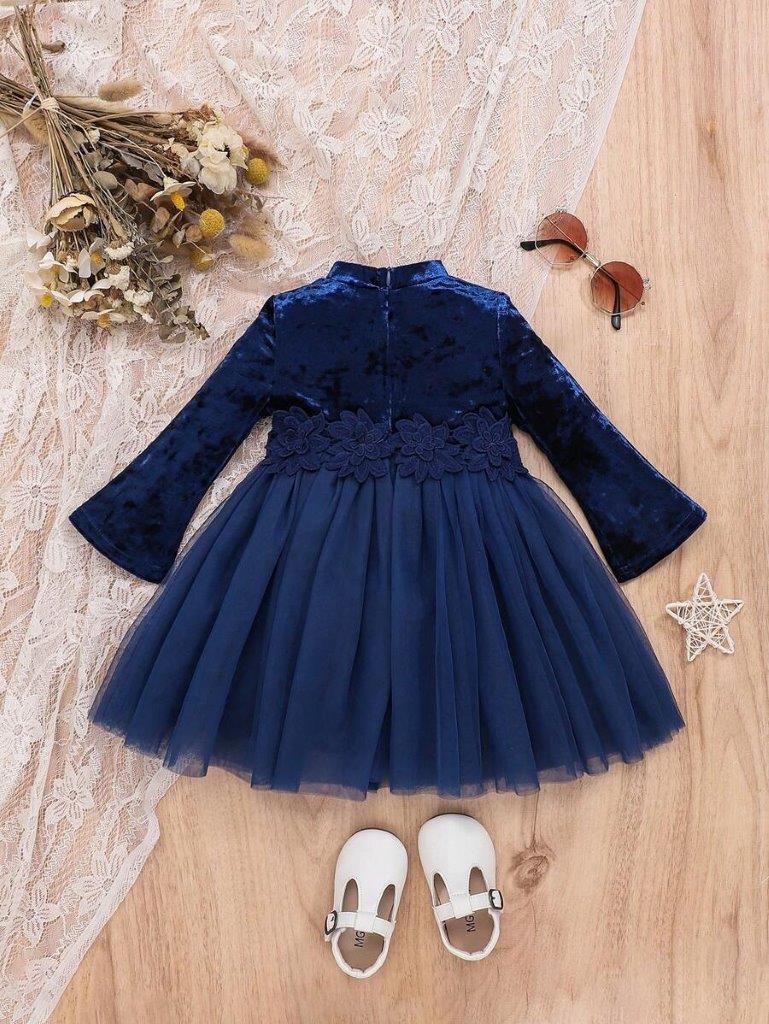 Baby Elegant Velvet Flower Belt Dress