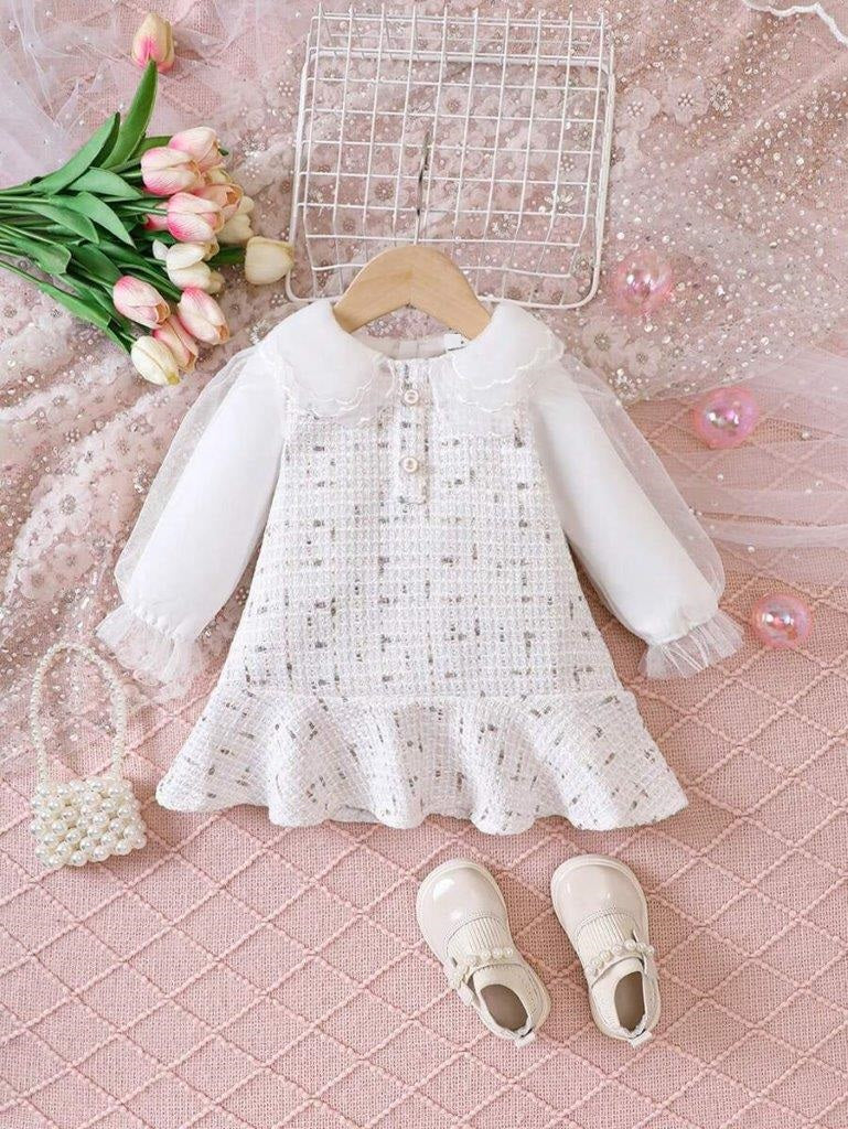 Baby Elegant Pattern Ruffle Hem Dress