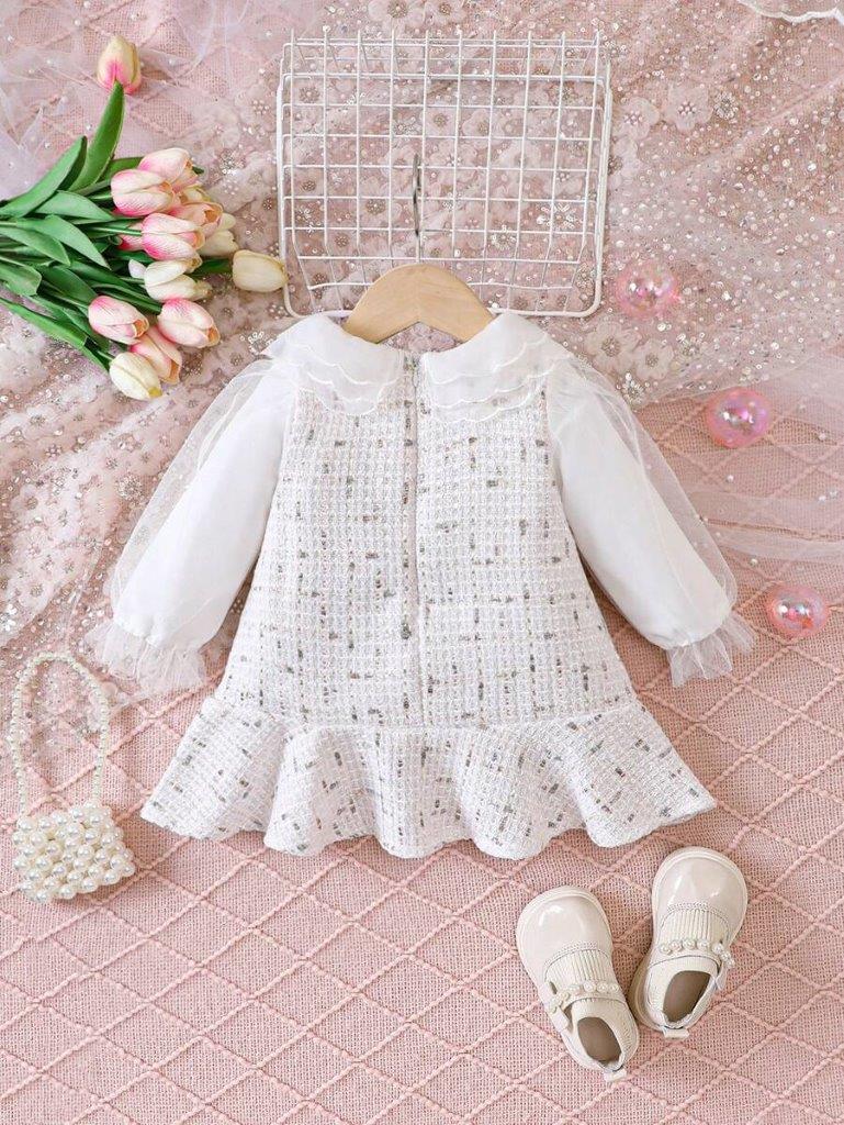 Baby Elegant Pattern Ruffle Hem Dress