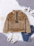 Baby Half Zipper Teddy Pullover Khaki