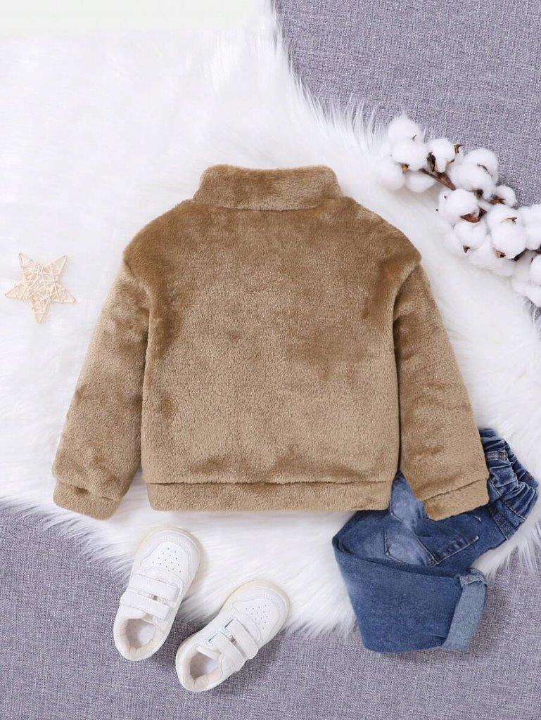 Baby Half Zipper Teddy Pullover Khaki