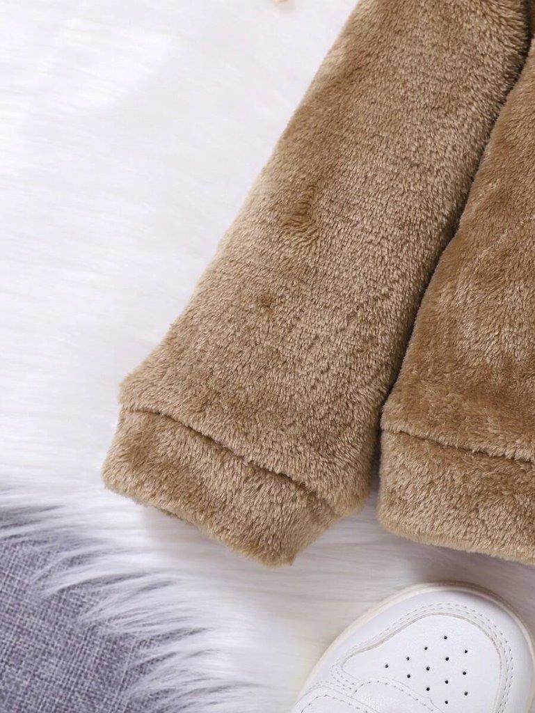 Baby Half Zipper Teddy Pullover Khaki