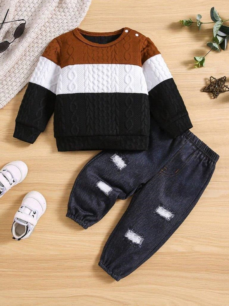 Baby Patterned Pullover And Jogger Pants Set