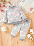 Baby Pink Heart Pullover And Pants Set