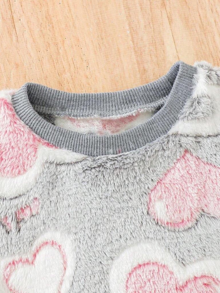 Baby Pink Heart Pullover And Pants Set