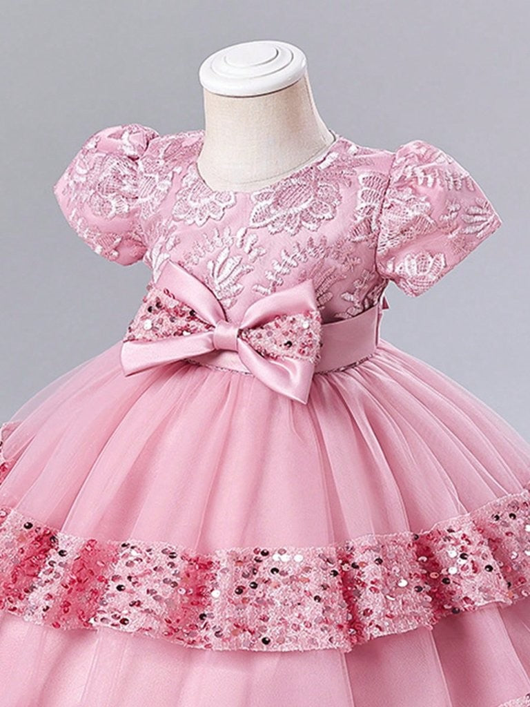 Baby Glamorous Elegant Pink Sparkling Sequin Dress