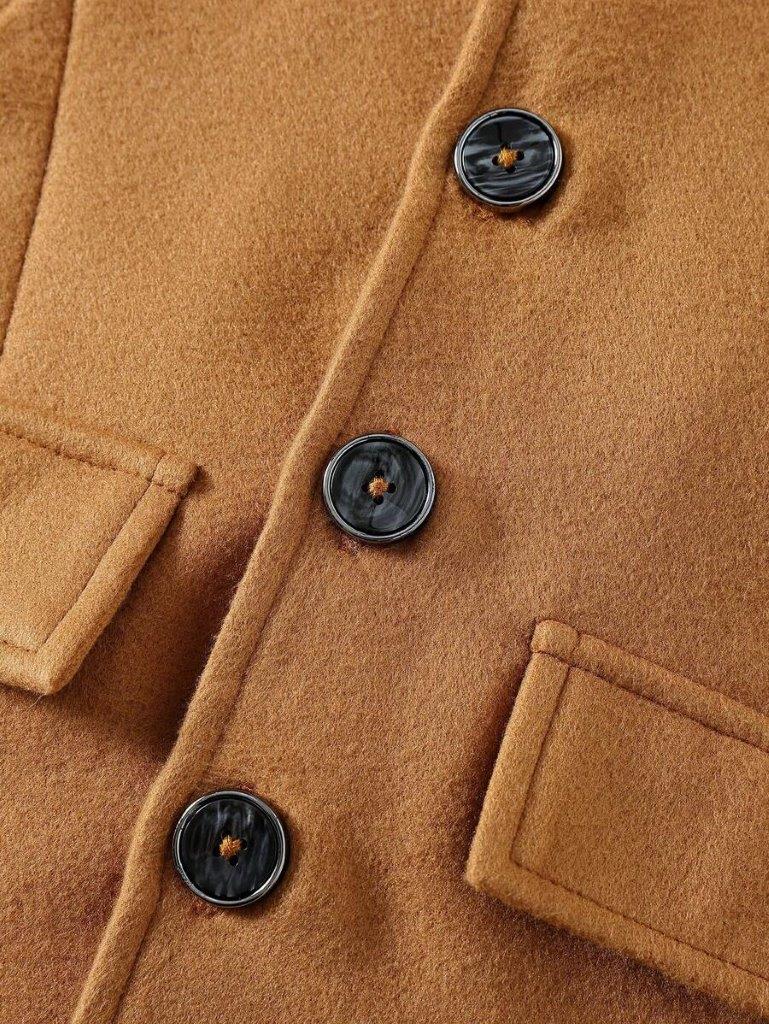 Baby Brown Flap Pocket Hooded Coat