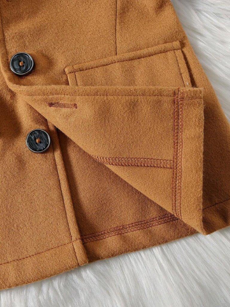 Baby Brown Flap Pocket Hooded Coat